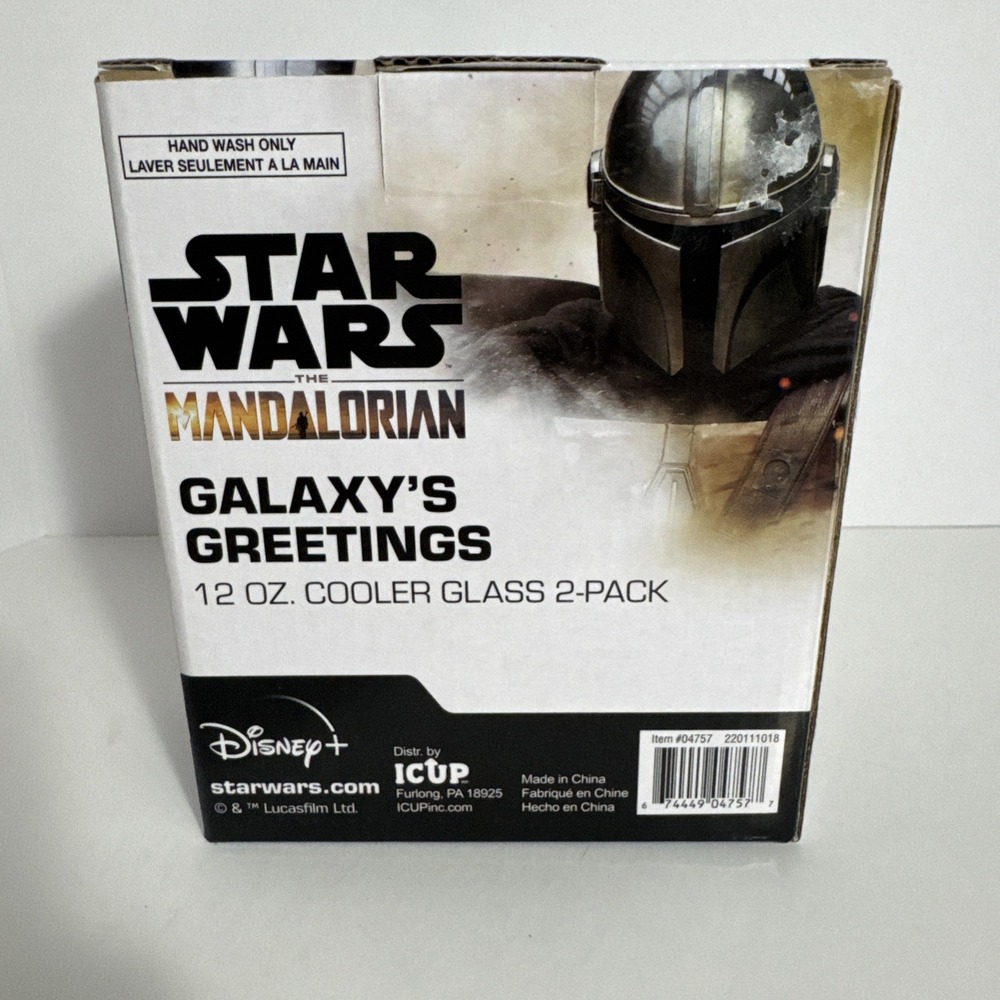 Disney Star Wars the Mandalorian Galaxy's Greetings 12oz Cooler Glass 2-pack‎ - Picture 6 of 8